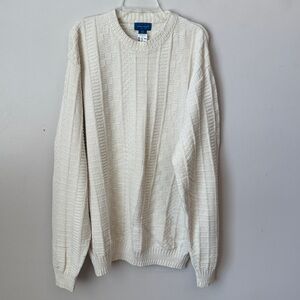 NWT Towncraft 100% Cotton Chunky Sweater Vintage Made in USA Cream Size XLXT